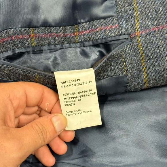 Don Lopo Tweed Blazer Wool Sport Coat Windowpane Blue 38R - Picture 9 of 10